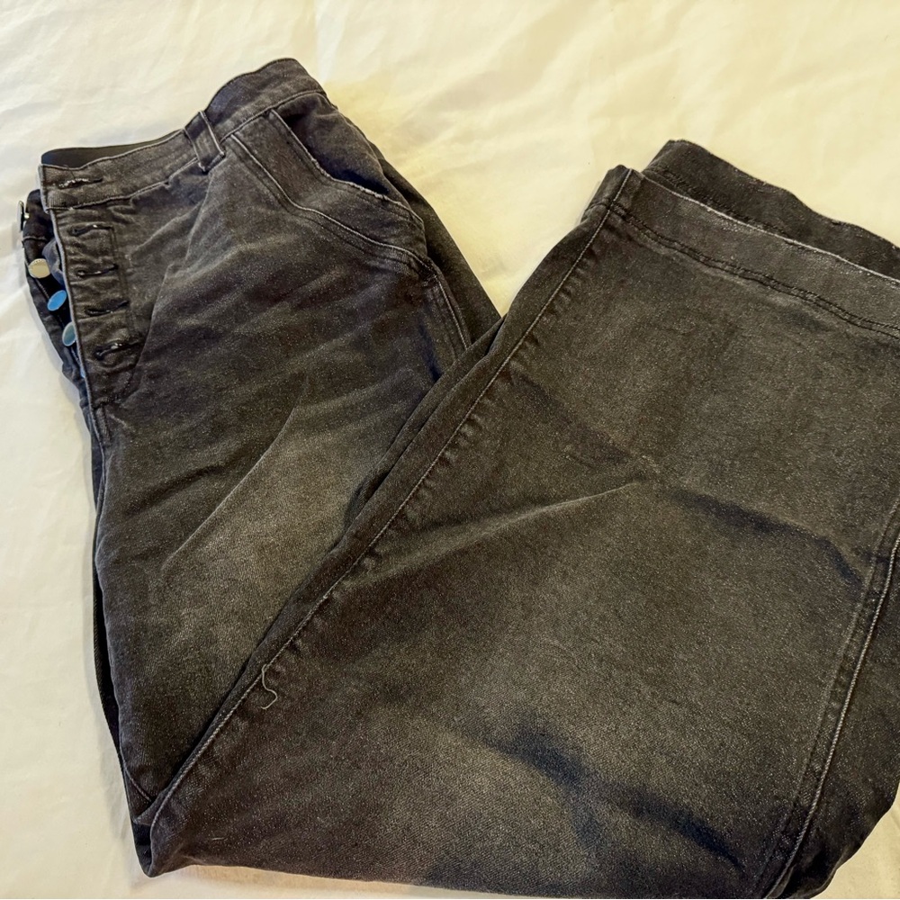 Democracy AbSolution Skyrise Wide Leg Jeans • Petite 16P • Button Fly - Picture 4 of 5